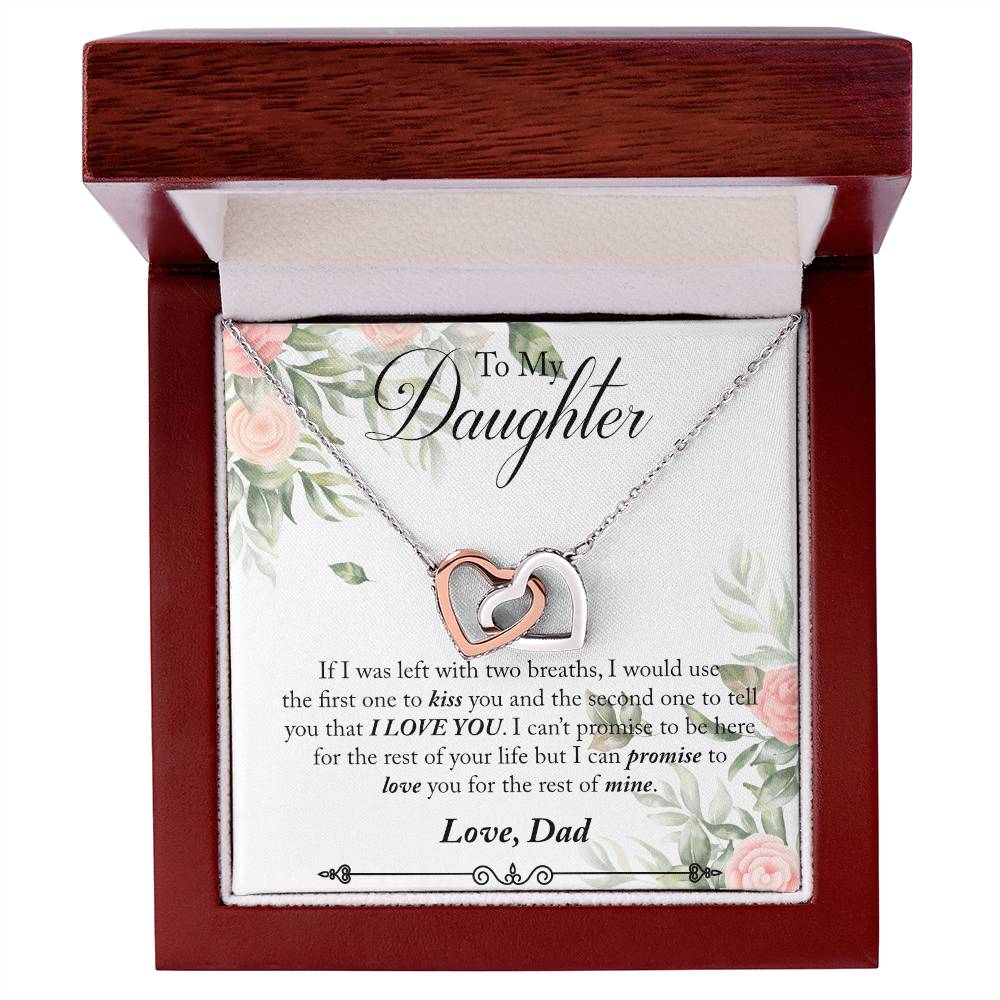 To My Daughter - I Promise To Love You For The Rest Of My Life Interlocking Hearts Necklace