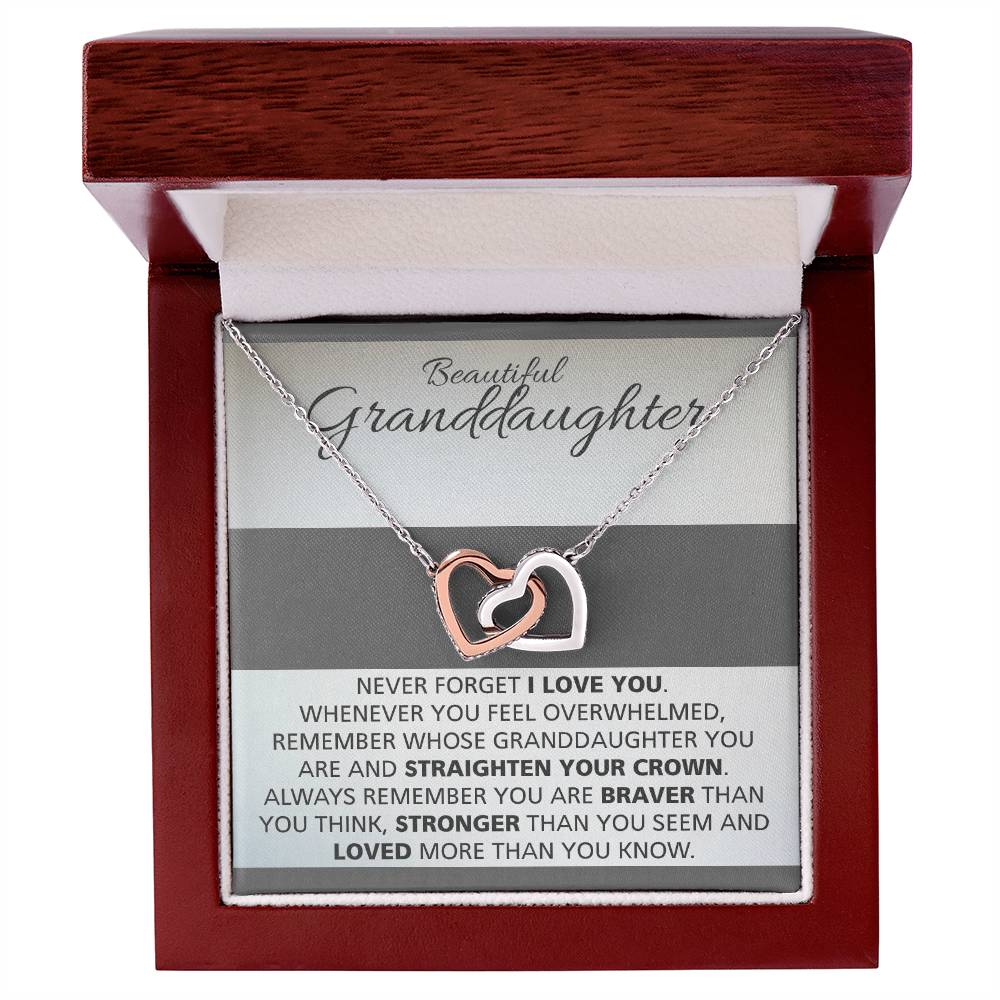 Granddaughters - Straighten Crown Necklace Interlocking Hearts Necklace