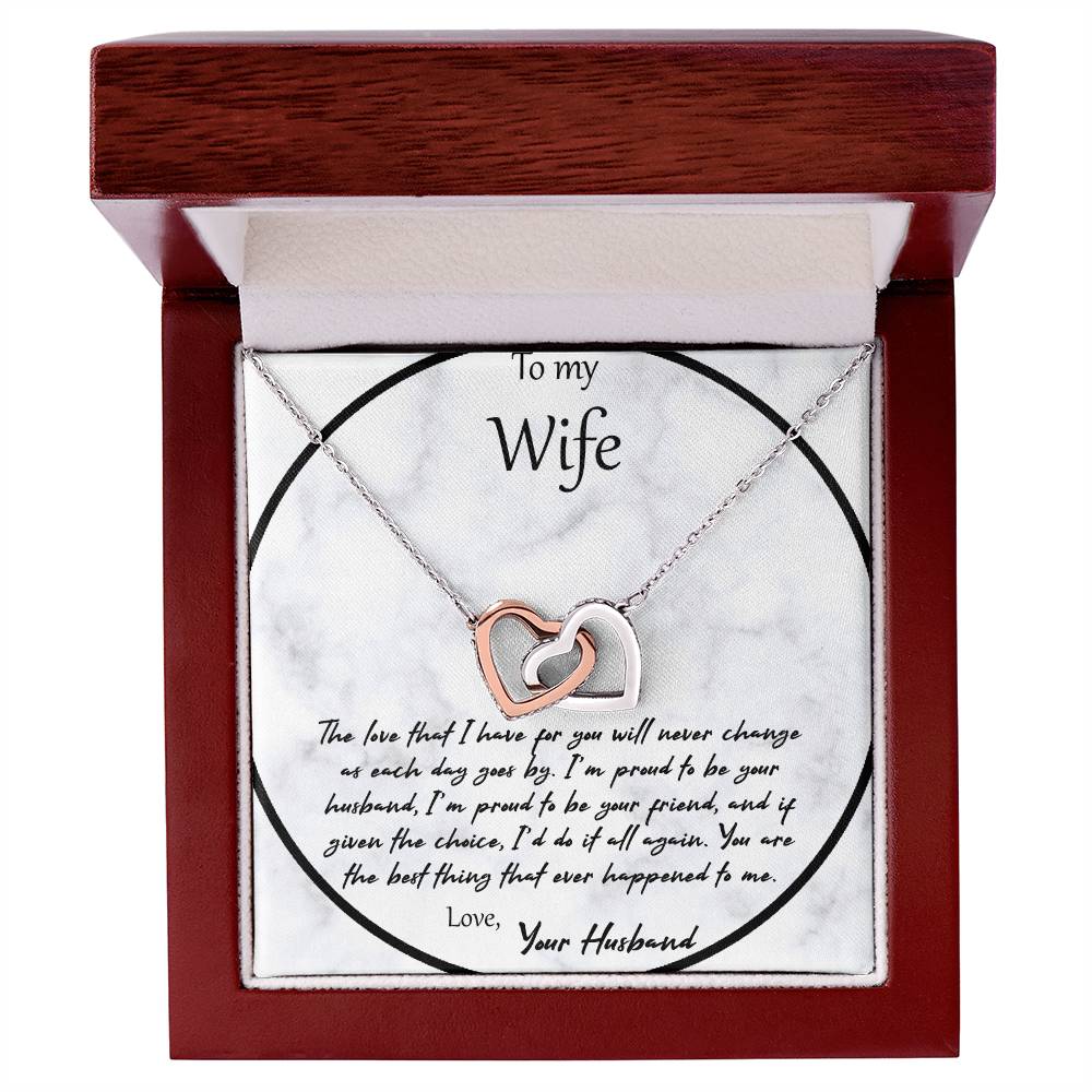 To My Wife The Love That I Have For You - White Interlocking Hearts Necklace