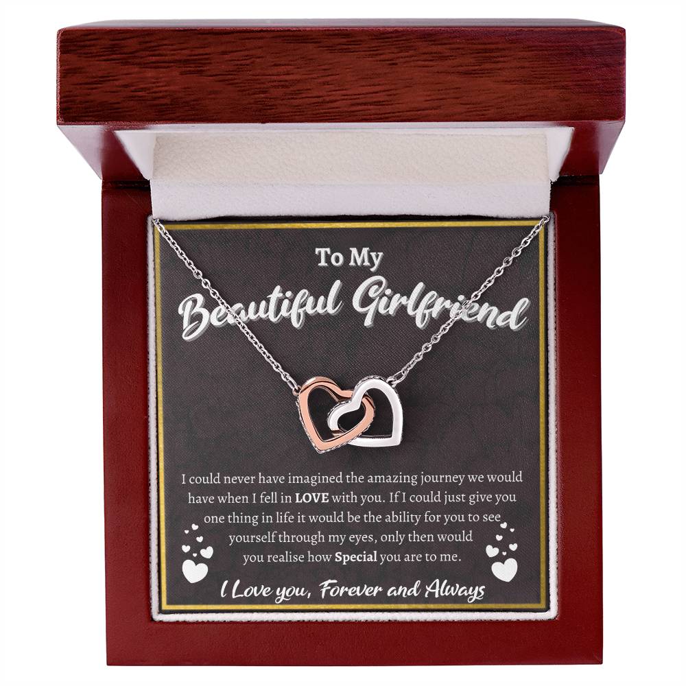 To My Beautiful Girlfriend Interlocked Love Necklace Interlocking Hearts Necklace