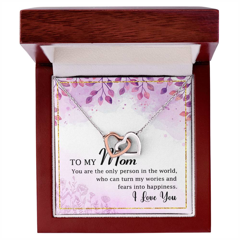 To My Mom Interlocking Hearts Necklace Message Card
