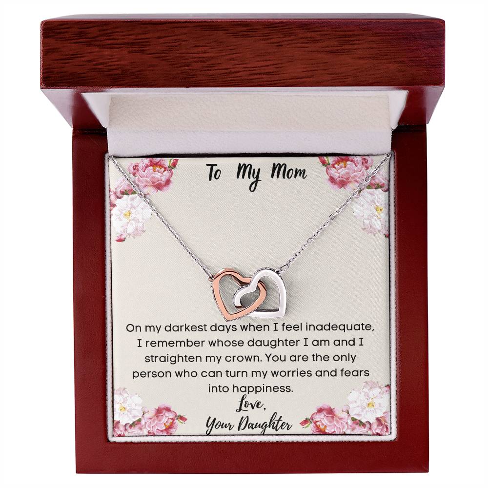 To My Mom From Your Daughter Interlocking Necklace Interlocking Hearts Necklace