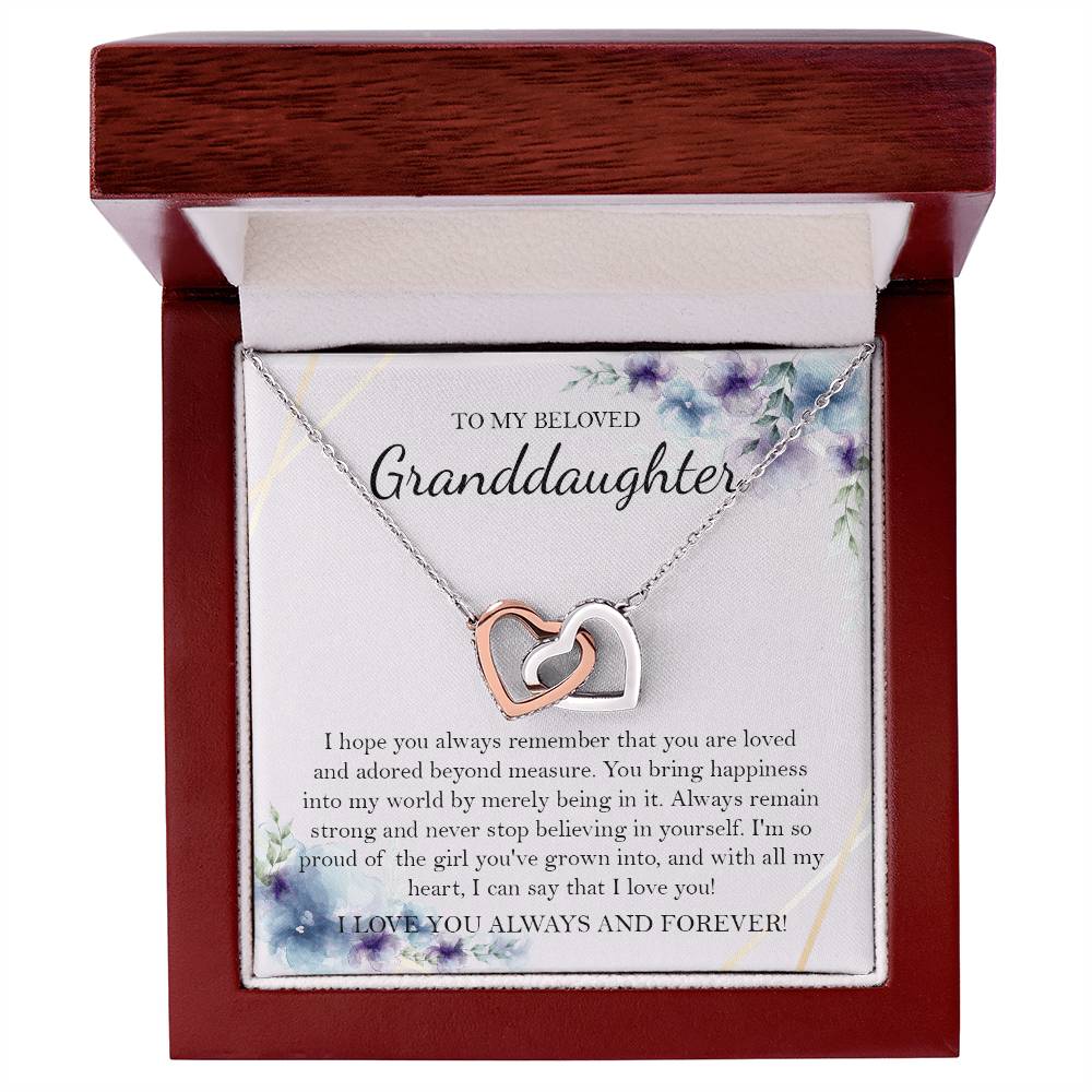 To My Beloved Granddaughter Necklace Gift For Granddaughter Granddaughter Birthday Gift Graduation Gift Interlocking Hearts Necklace