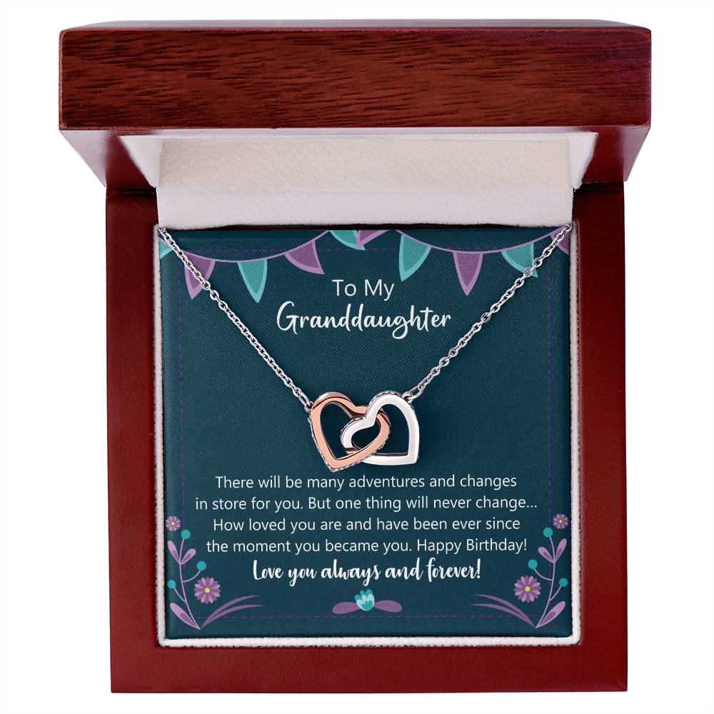 Happy Birthday My Granddaughter Interlocking Hearts Necklace