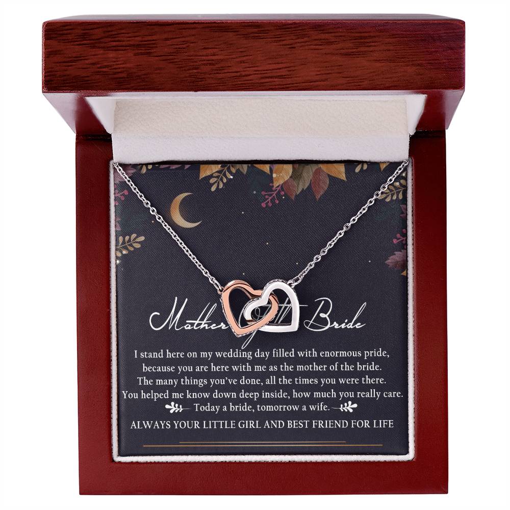Mother Of The Bride Interlocking Hearts Necklace Message Card