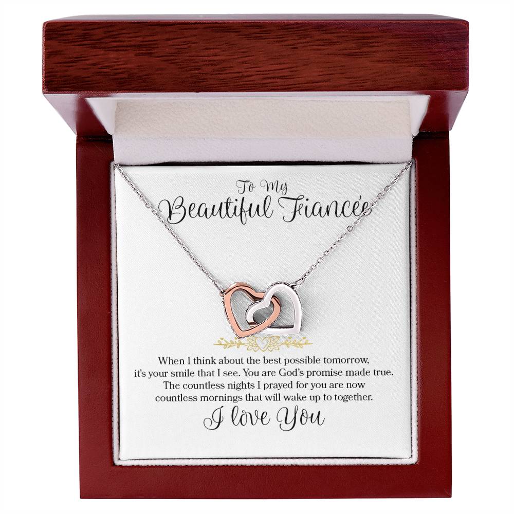 Interlocking Hearts - To My Beautiful Fiancee Interlocking Hearts Necklace