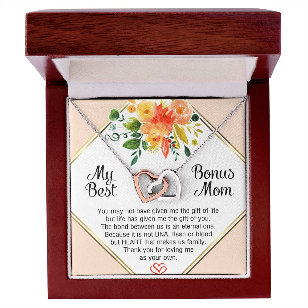 My Best Bonus Mom - Mother'S Day Interlocking Heart Necklace Interlocking Hearts Necklace
