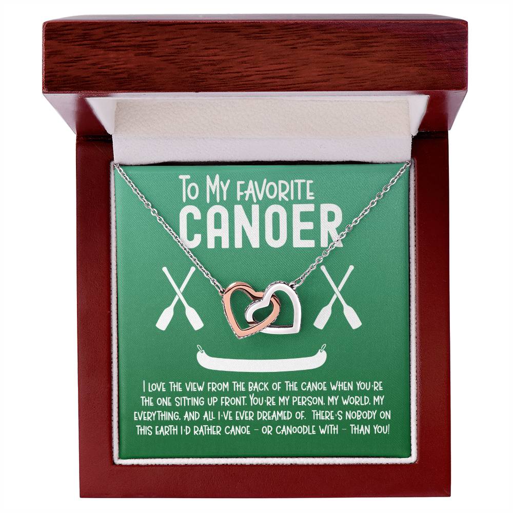 To My Favorite Canoer - Perfect Gift For Outdoors Woman - Interlocking Hearts Interlocking Hearts Necklace