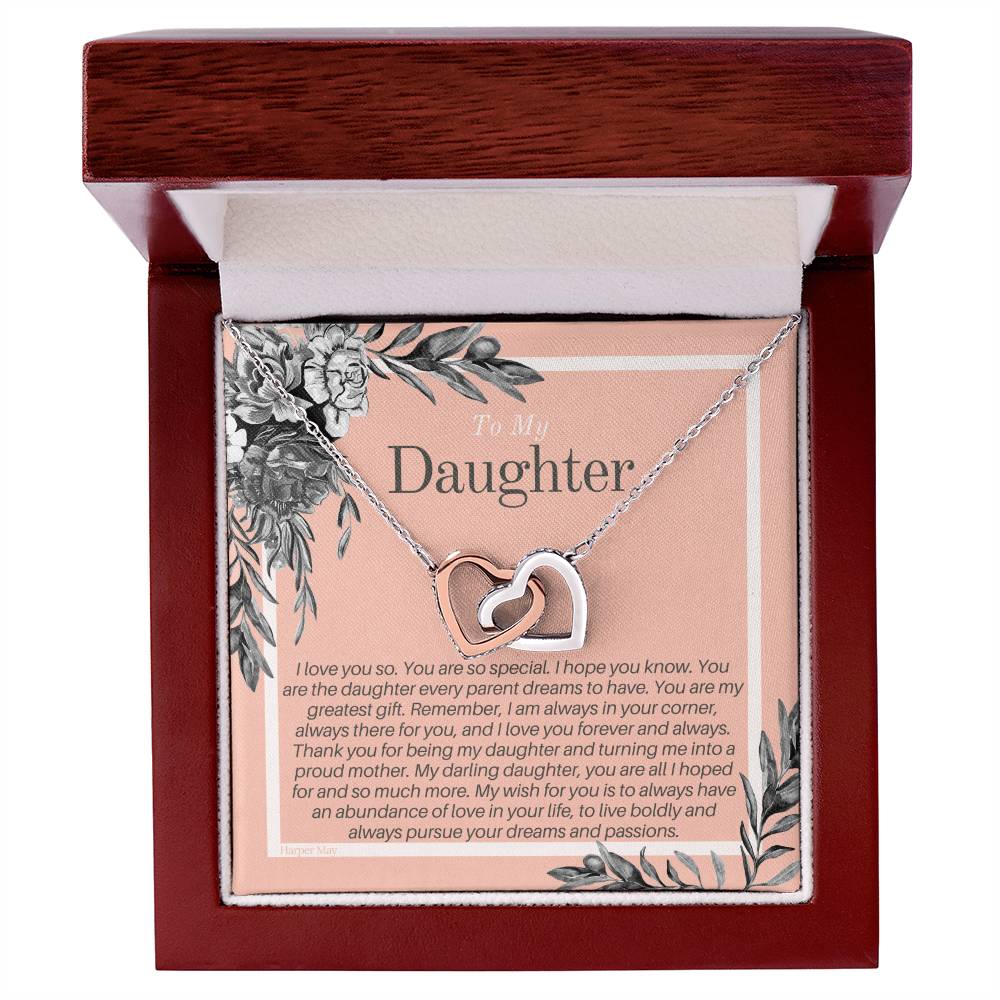 Daughter Gift Interlocking Hearts Necklace