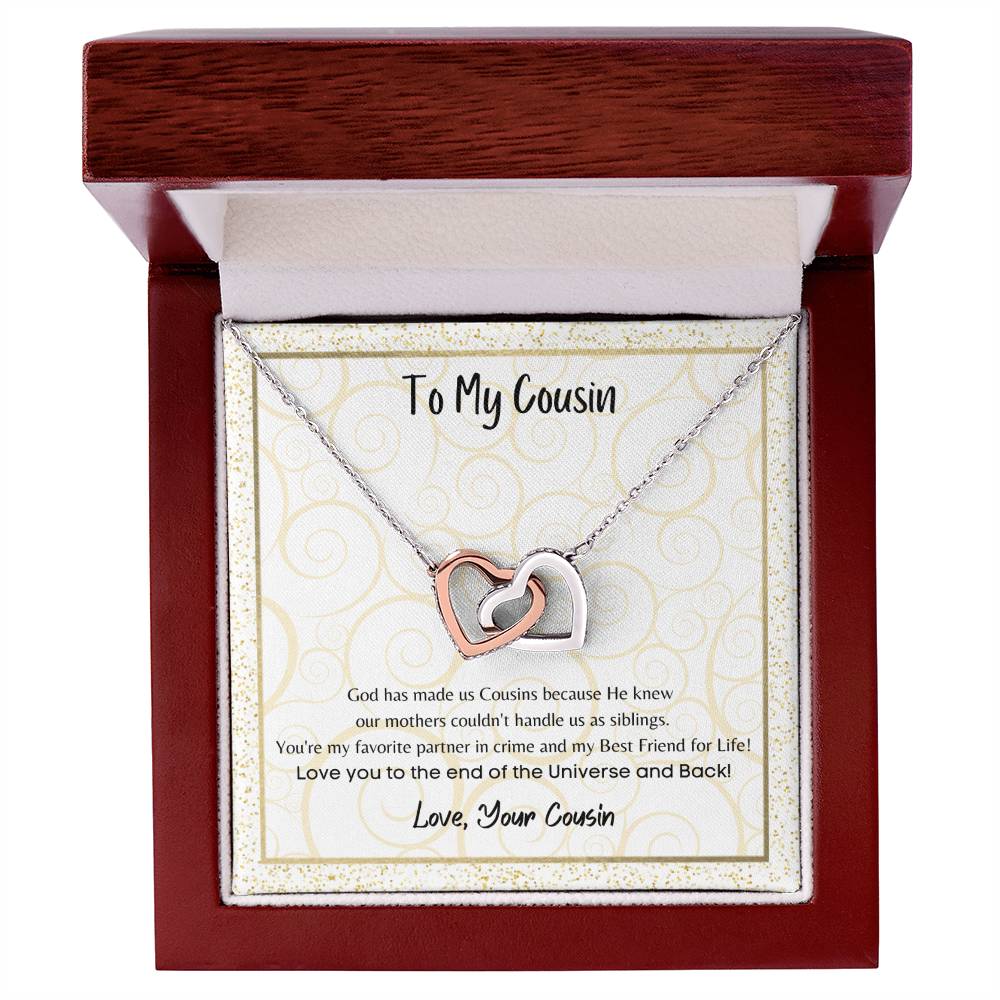 To My Cousin Interlocking Hearts Necklace