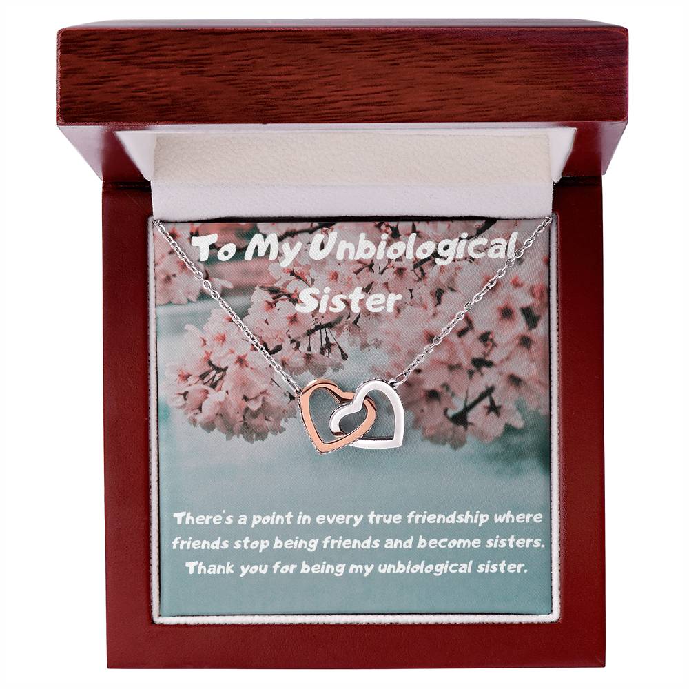 To My Unbiological Sister Interlocking Hearts Necklace