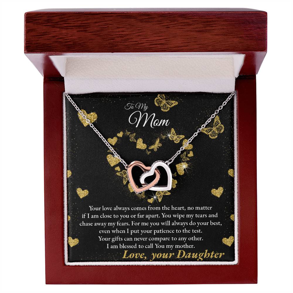 Love Always Comes From The Heart - To My Mom Interlocking Hearts Necklace
