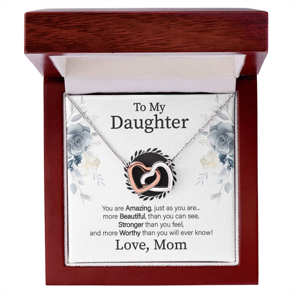 To My Daughter - You Are More Beautiful Than You See - Necklace Interlocking Hearts Necklace