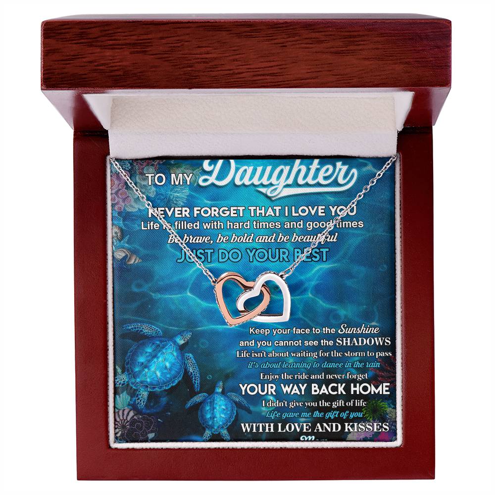 To My Daughter From Mom Interlocking Hearts Necklace Message Card