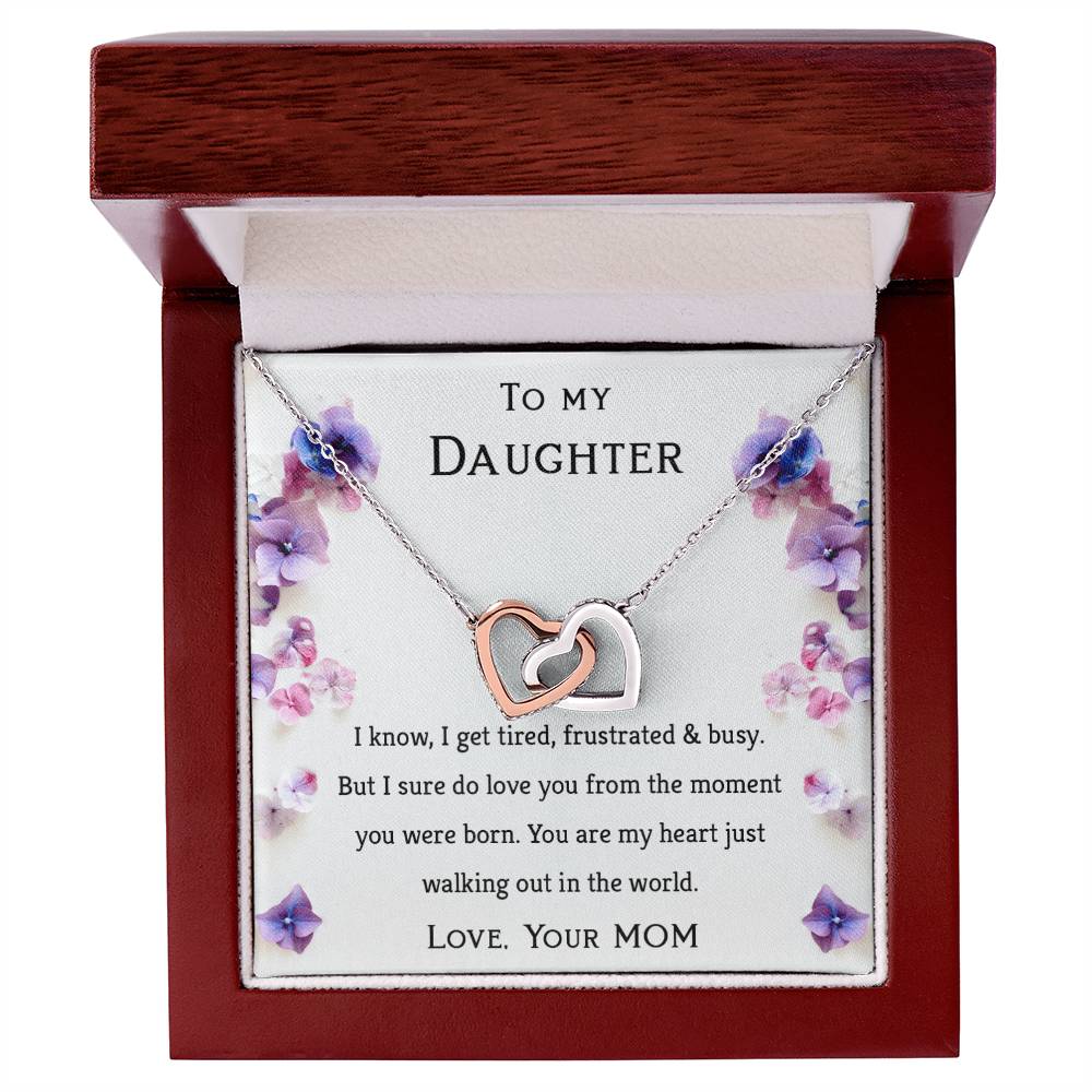 To My Daughter- You'Re My Heart Just Walking Out In The World- Necklace Interlocking Hearts Necklace