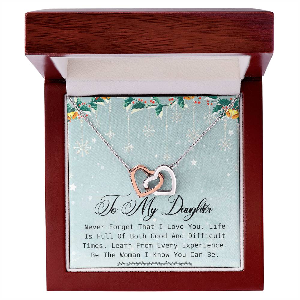 To My Daughter Interlocking Hearts Necklace Message Card