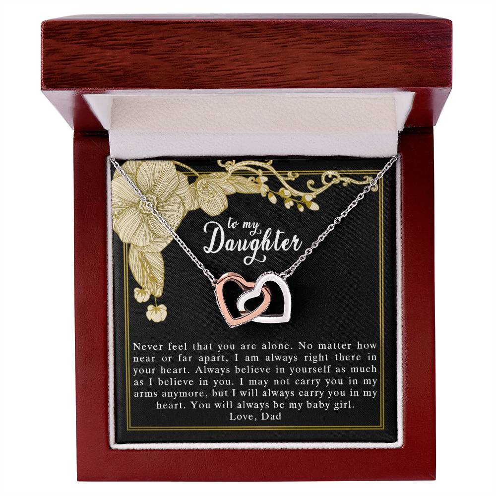 To My Daughter Love Dad Interlocking Hearts Necklace