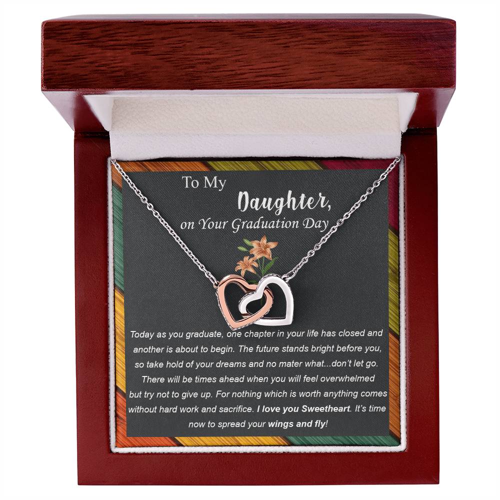 To My Daughter On Your Graduation Day Heart Lock Necklace From Parent Interlocking Hearts Necklace