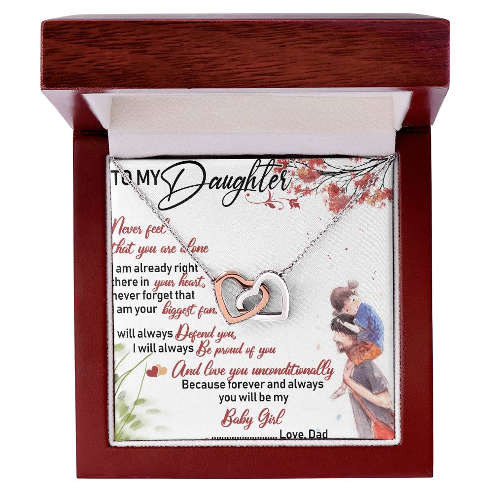 To My Daughter Interlocking Hearts Necklace Message Card