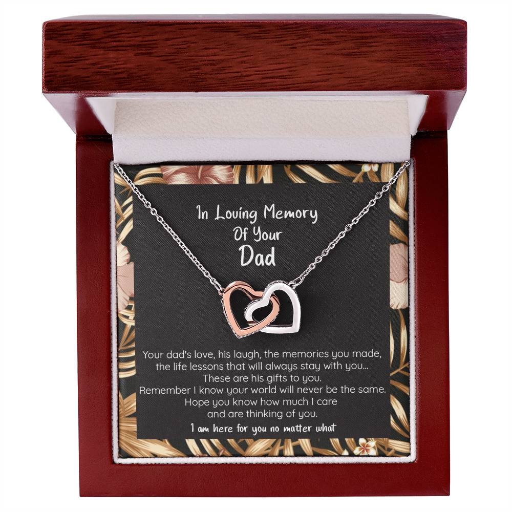 Loss Of Dad Gift - Thinking Of You - Connected Hearts Interlocking Hearts Necklace