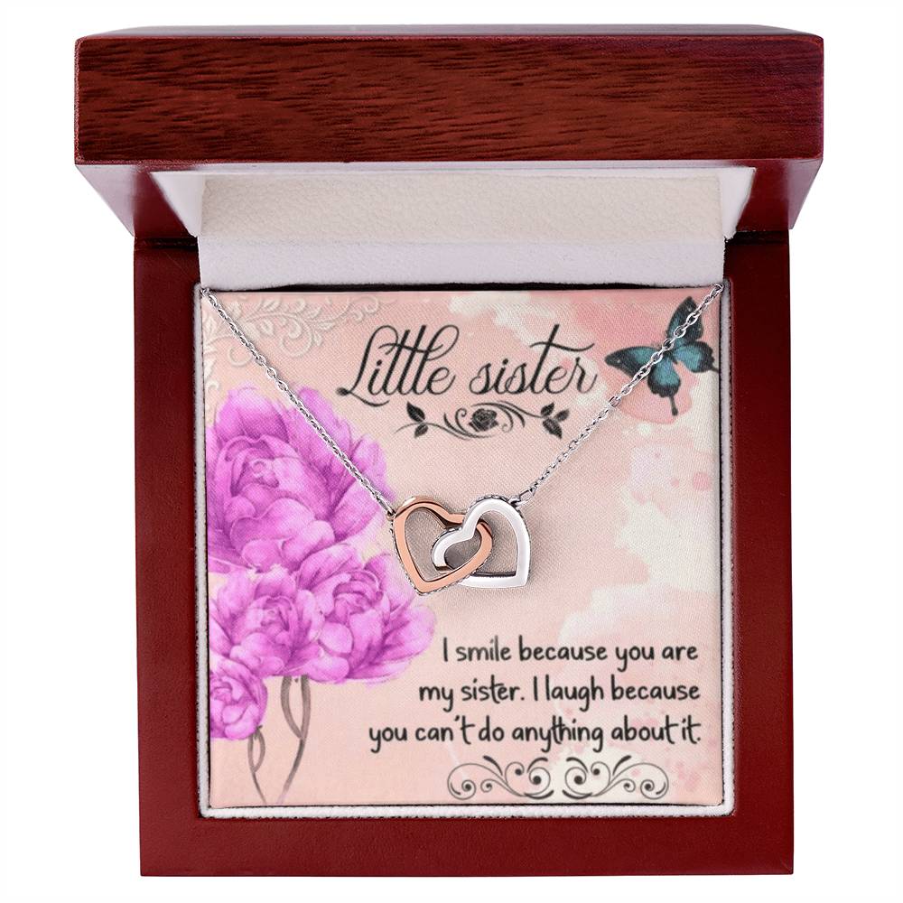 To My Little Sister Necklace Interlocking Hearts Necklace