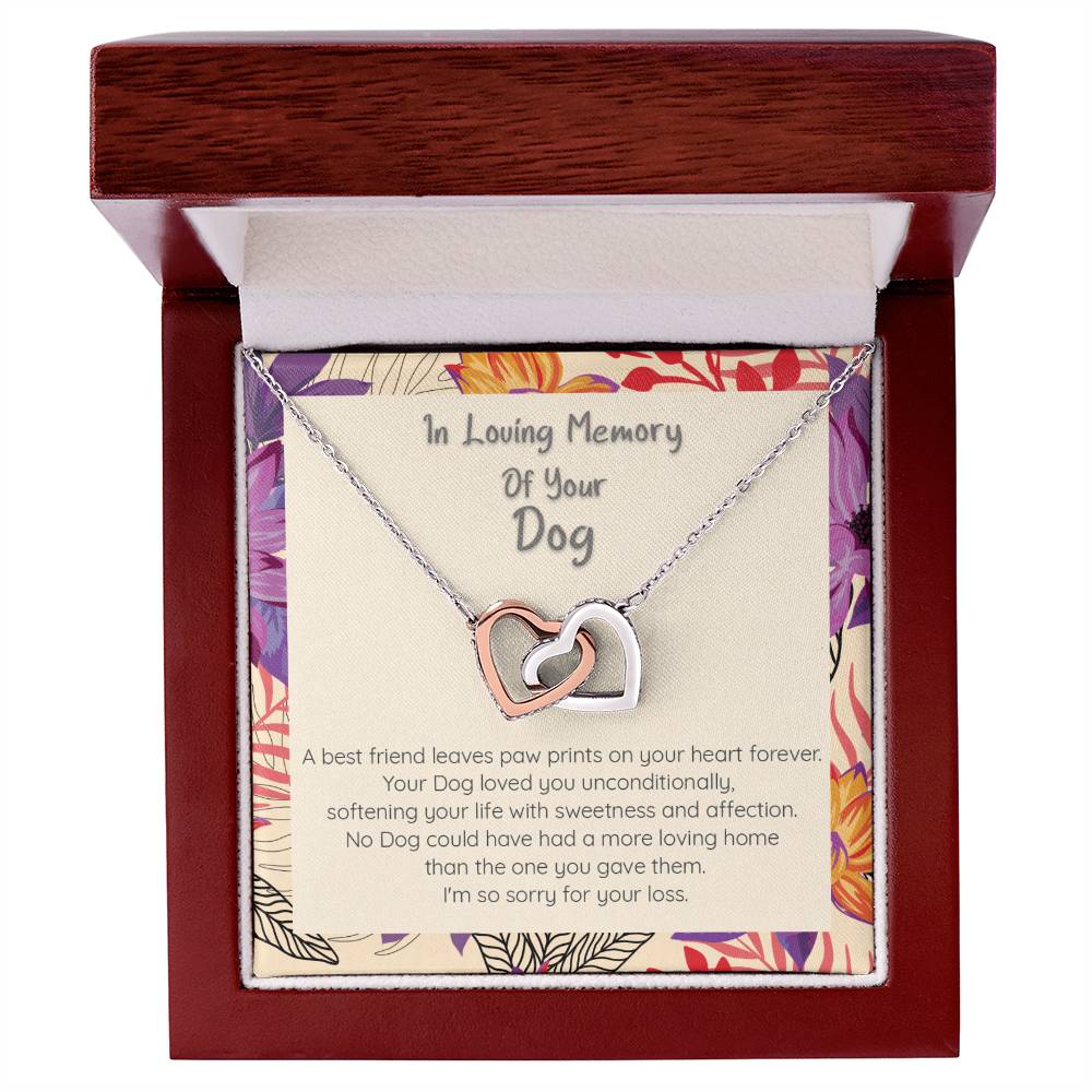 Loss Of Dog Loving Memory Of Your Best Friend - Connected Hearts Necklace Interlocking Hearts Necklace