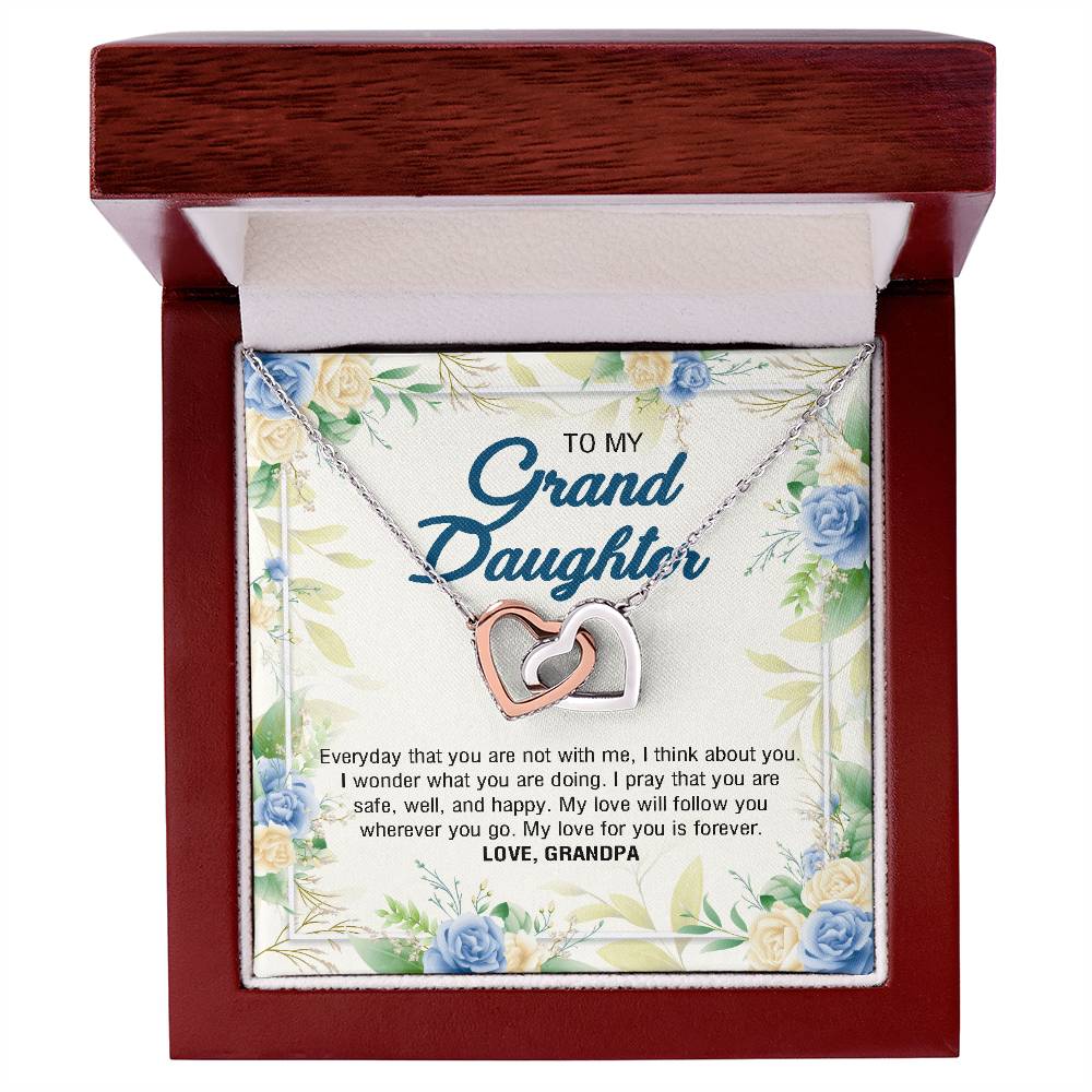To My Granddaughter From Grandpa - My Love For You Is Forever Interlocking Hearts Necklace