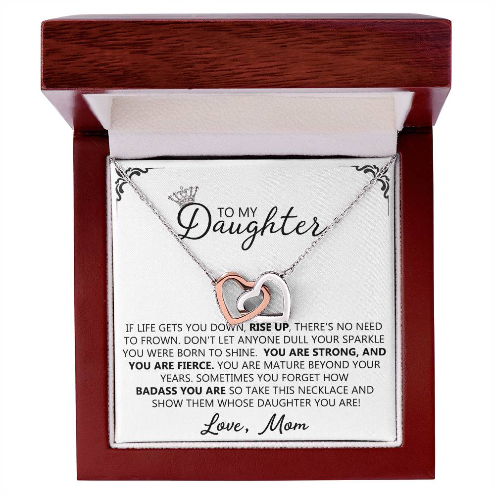 To My Daughter - Straighten Your Crown Unique Interlocking Hearts Binding Necklace Gift Set Interlocking Hearts Necklace