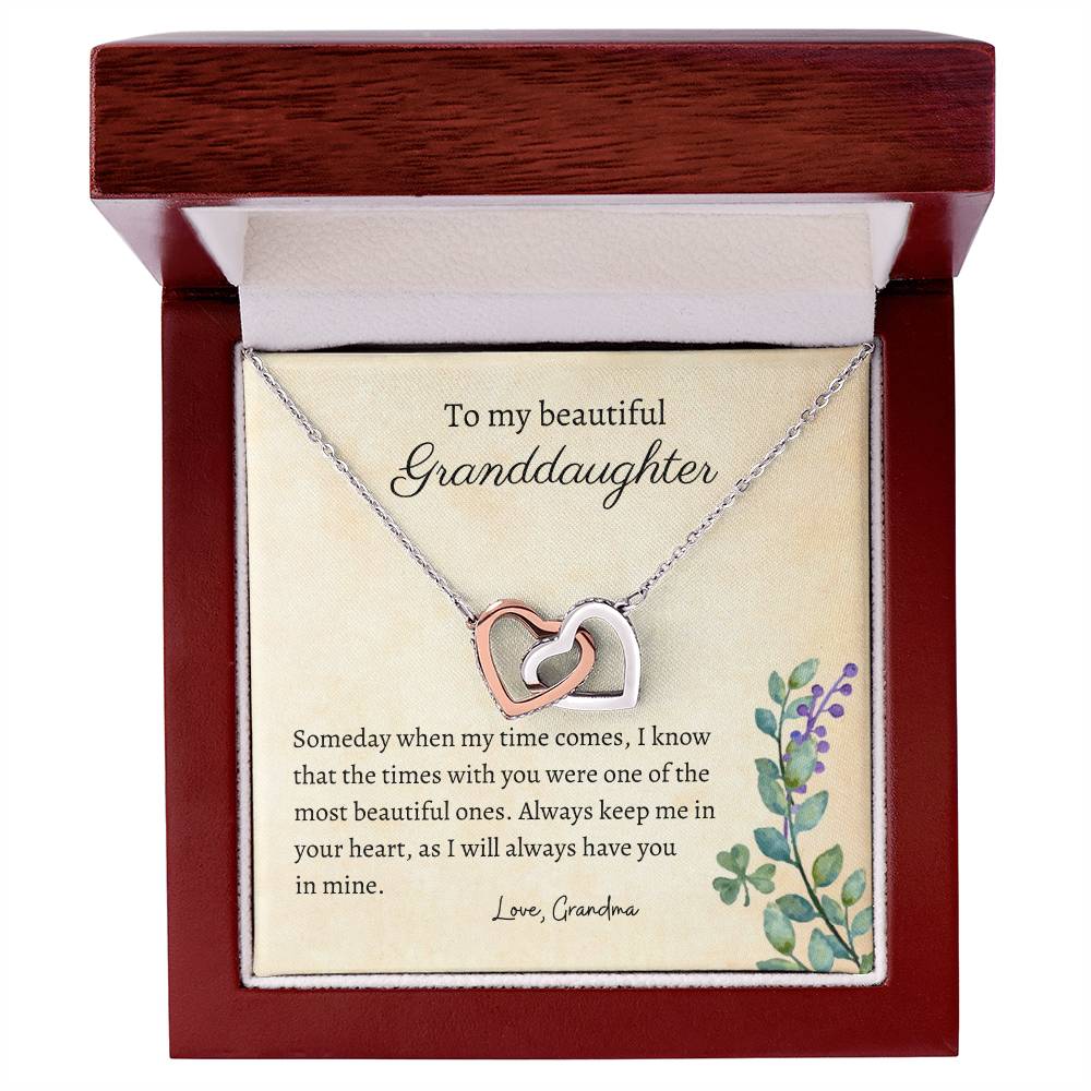 To My Granddaughter - Always In My Heart - Necklace Interlocking Hearts Necklace