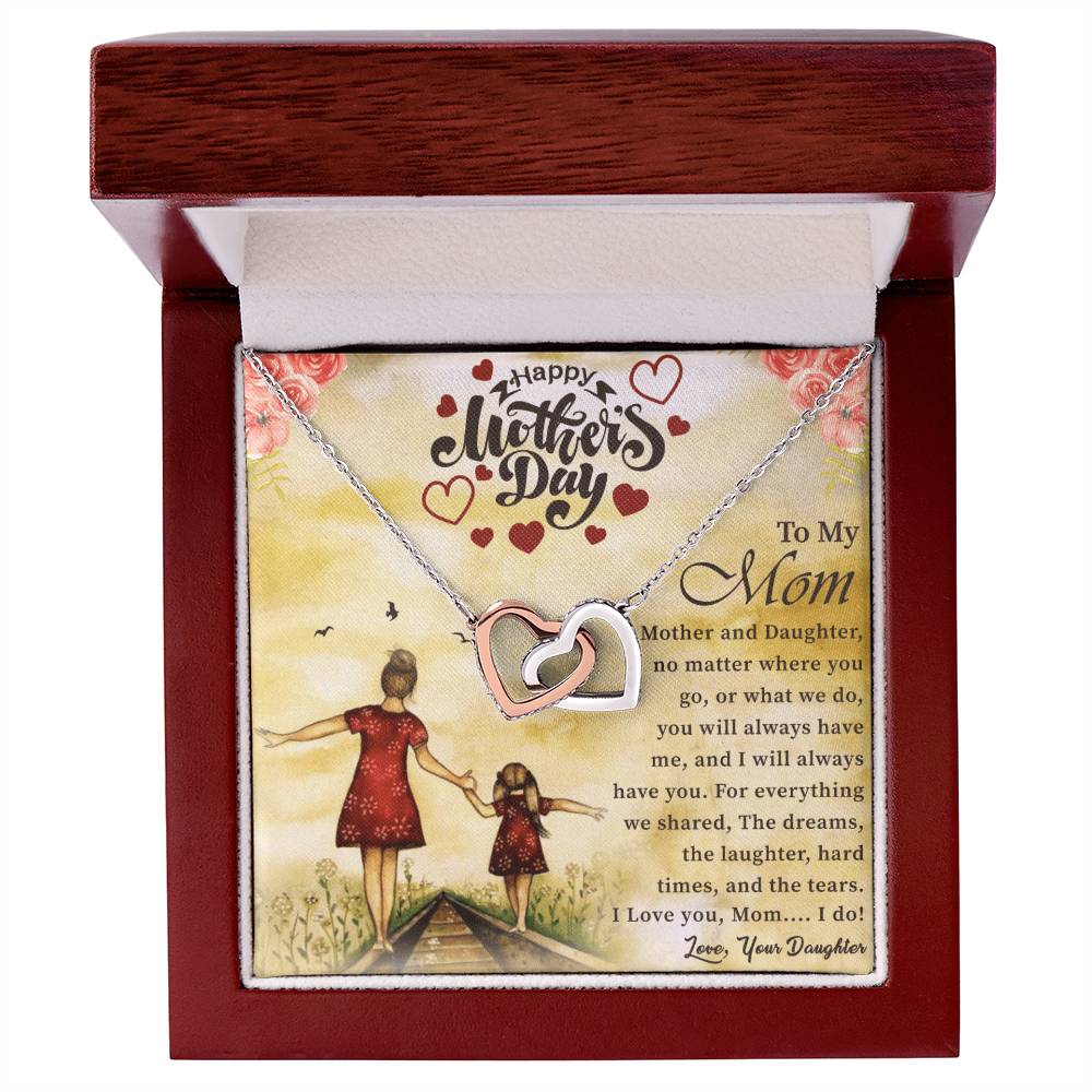 Mothers Day Gift For Mom Interlocking Hearts Necklace