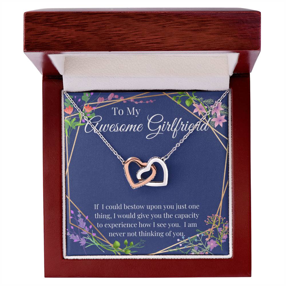 Awesome Girlfriend Interlocking Hearts Necklace Gift