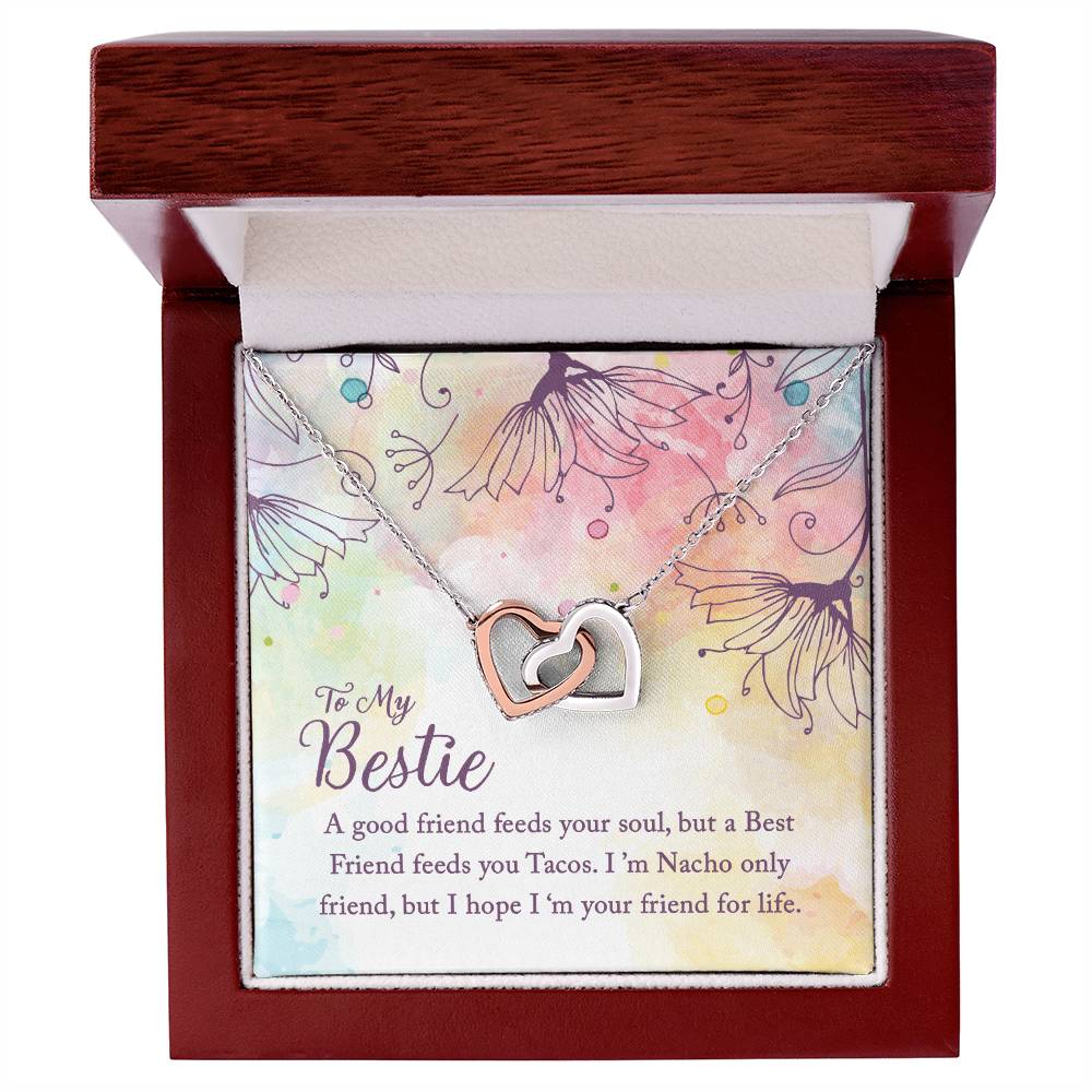 To My Bestie - A Good Friend Feeds Your Soul - Interlocking Hearts Necklace