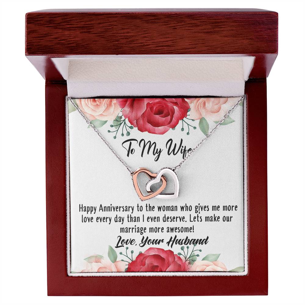 Anniversary Best Gift For Wife Interlocking Hearts Necklace With On Demand Massage Card