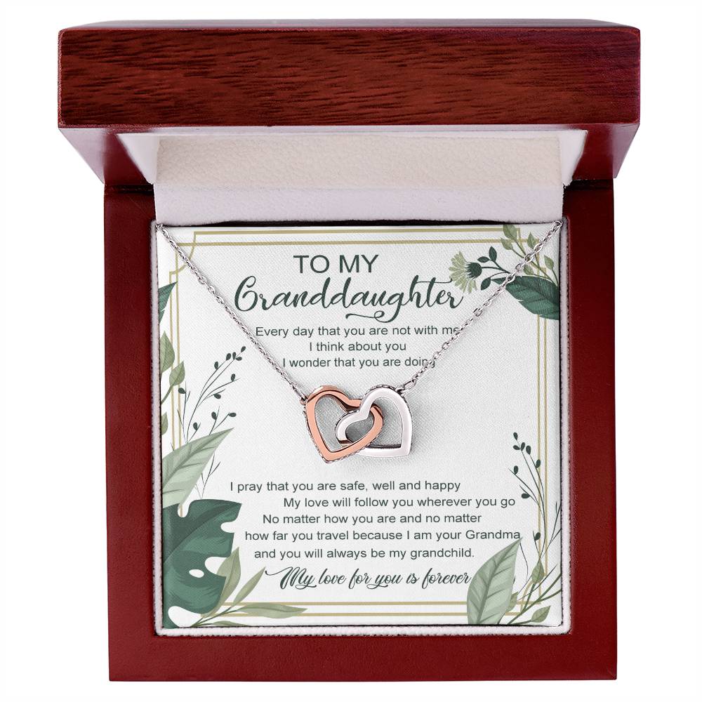 To My Granddaughter Interlocking Heart Necklace Interlocking Hearts Necklace