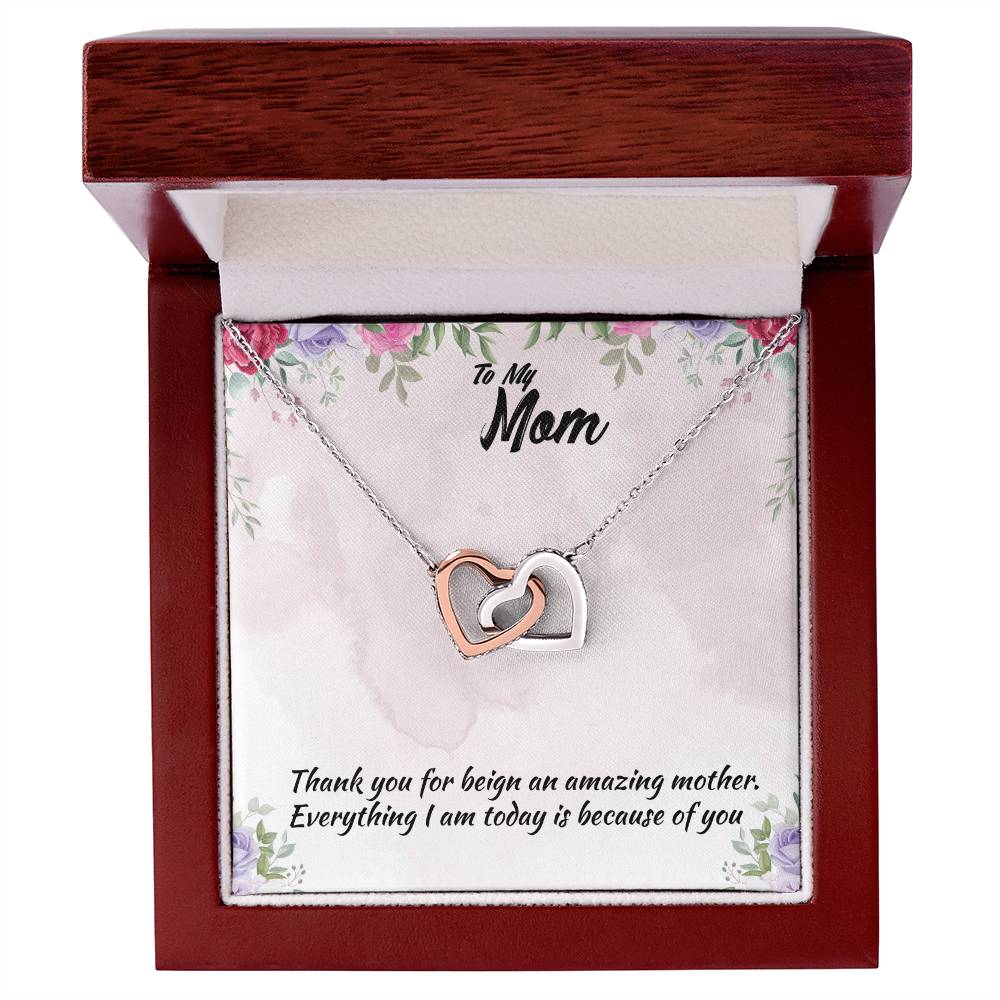 Thank You For Beign An Amazing Mother Interlocking Hearts Necklace