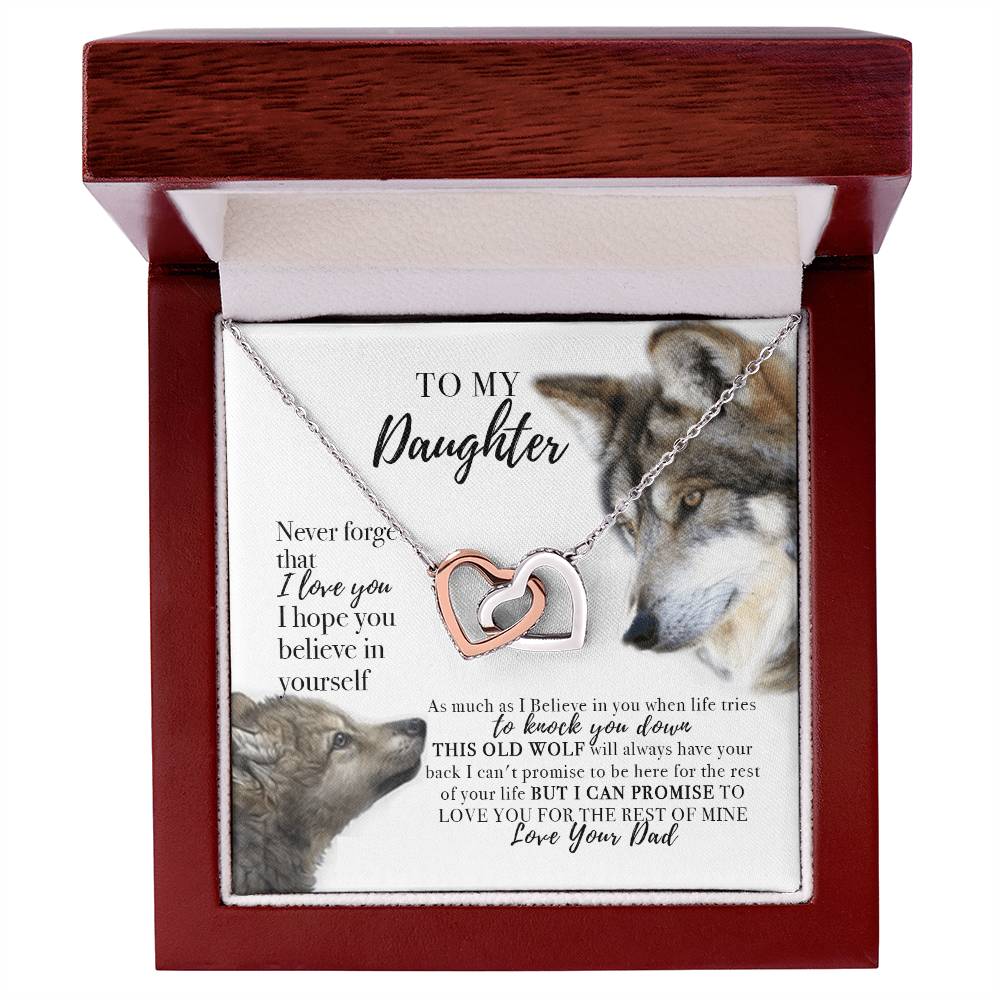To My Daughter Necklace From Wolf Dad Interlocking Hearts Necklace