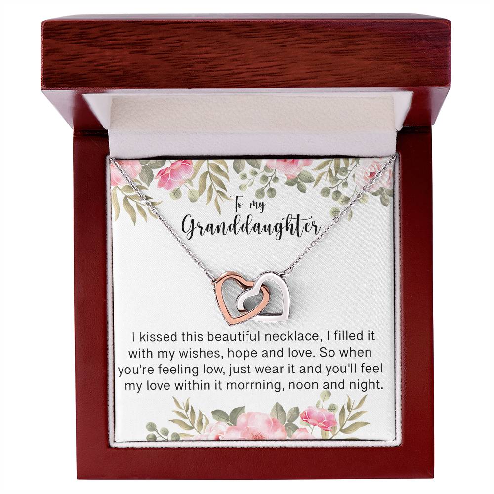 To My Granddaughter - I Love You Interlocking Hearts Necklace
