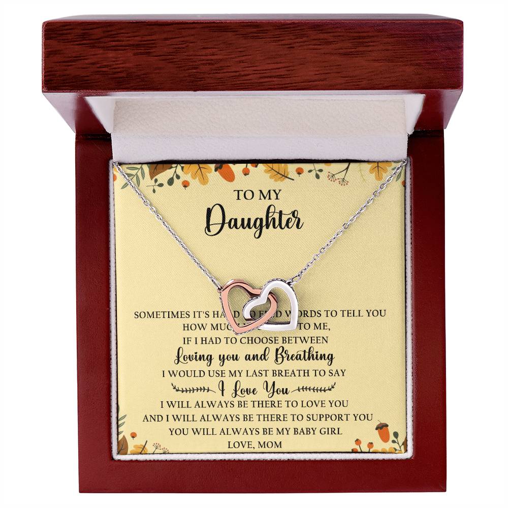 To My Daughter Interlocking Hearts Necklace Message Card