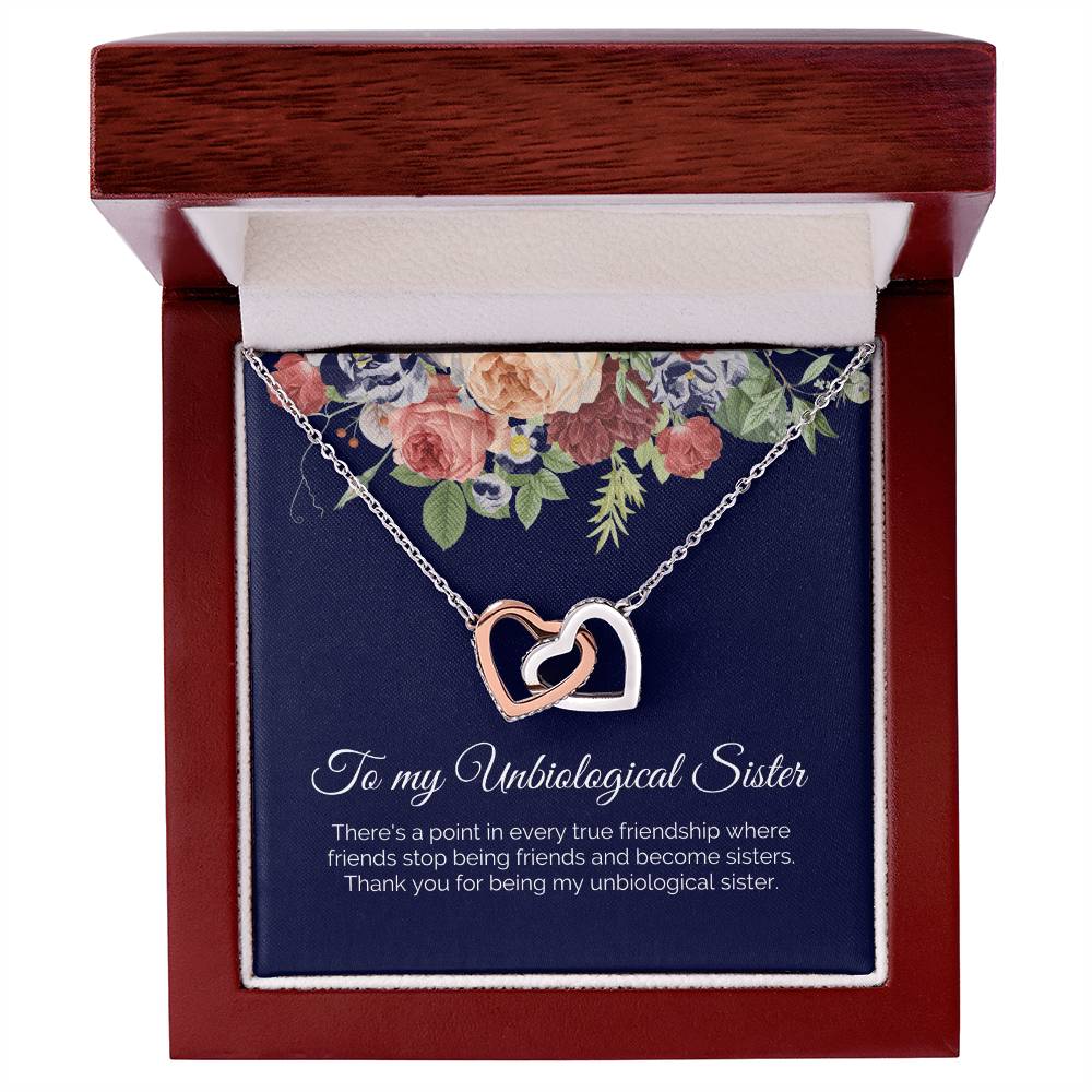 To My Unbiological Sister True Friendship Interlocked Hearts Necklace Interlocking Hearts Necklace