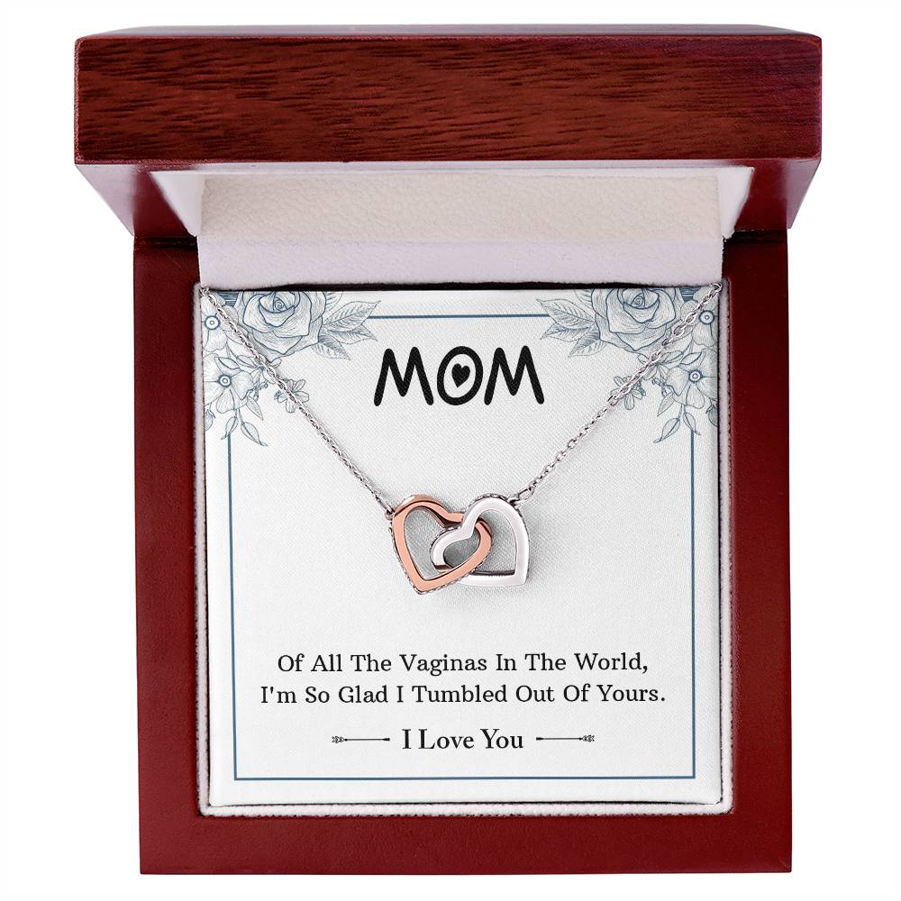 Gift For Mom - Of All The Vaginas Interlocking Hearts Necklace