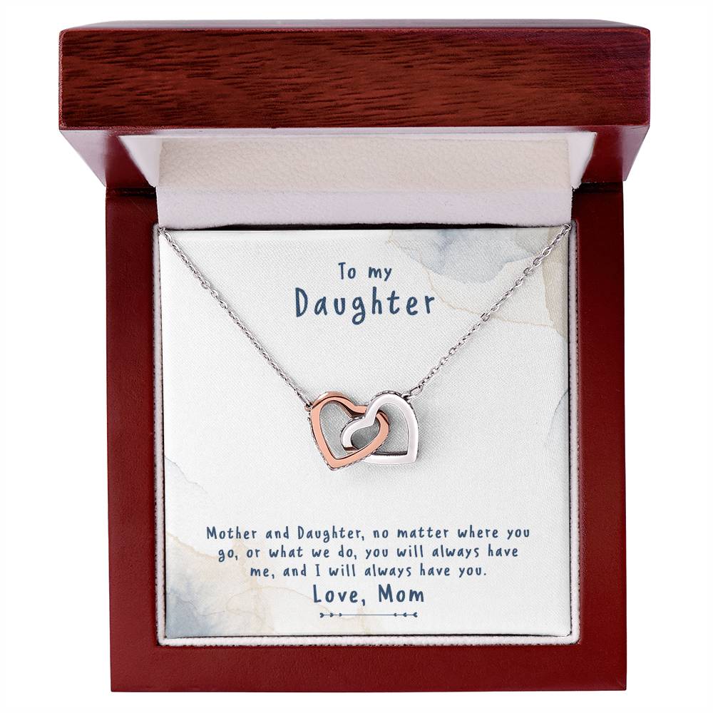 To My Daughter Interlocking Hearts Necklace Message Card