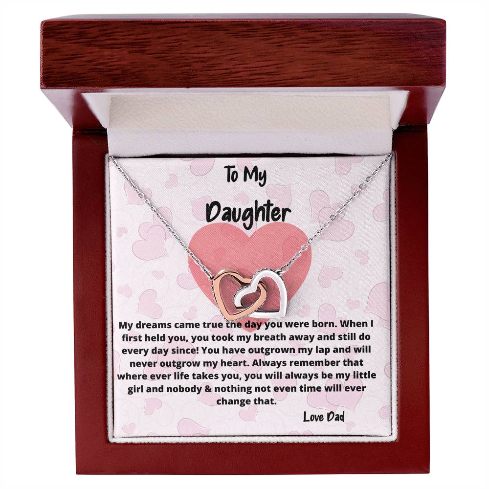 To My Daughter Necklace You Have Outgrown My Lap Double Hearts Necklace Interlocking Hearts Necklace