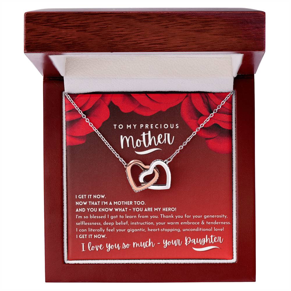 To My Precious Mother From Daughter - Never-Ending Love Necklace Interlocking Hearts Necklace