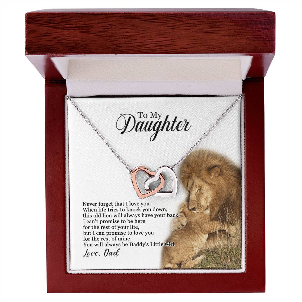 To My Daughter - You Will Always Be Daddy'S Little Girl Interlocking Hearts Necklace