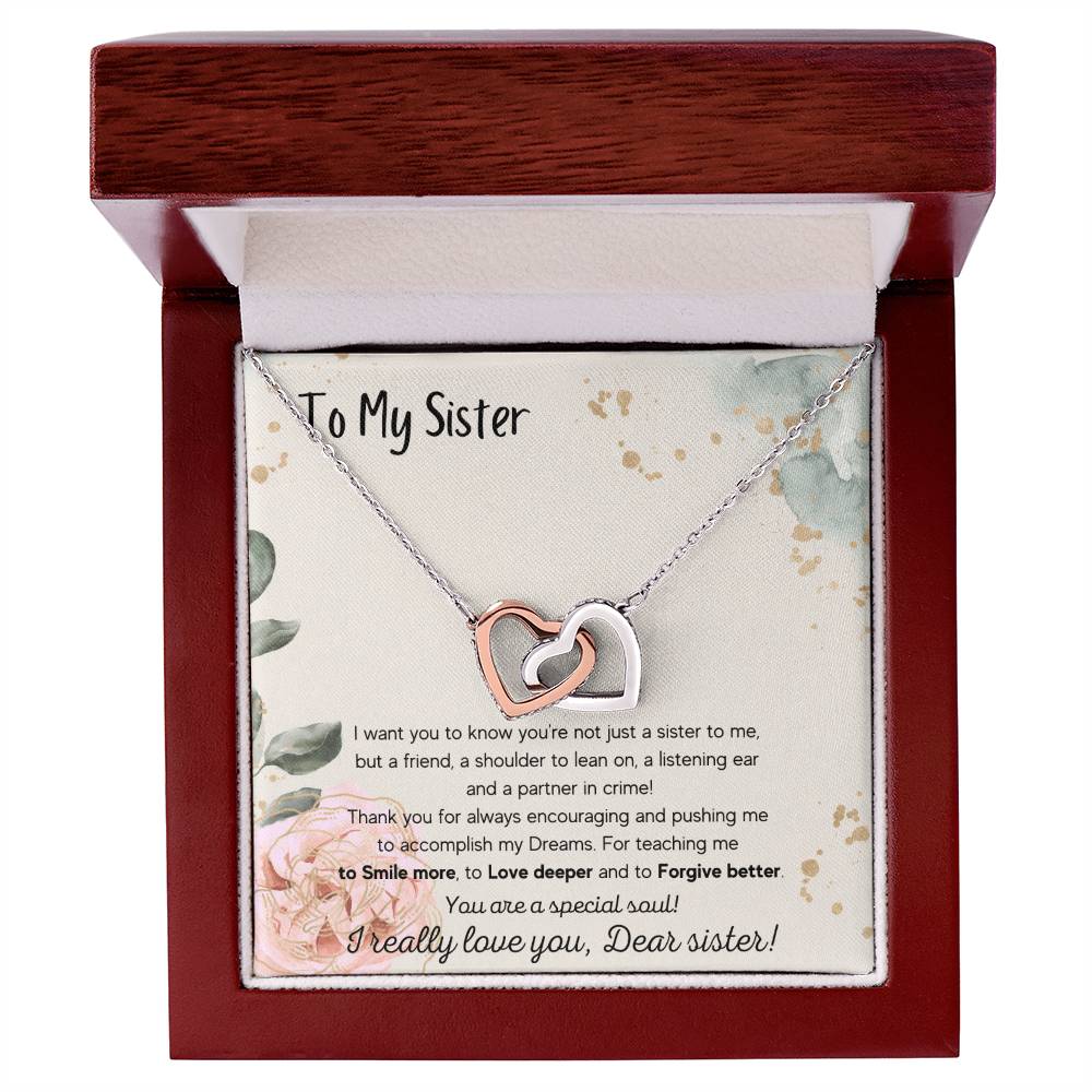 To My Sister Interlocking Hearts Necklace