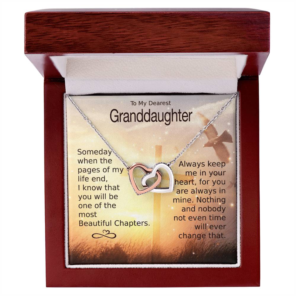 To My Granddaughter – Heart Melt Message Interlocking Heart Necklace💓 Interlocking Hearts Necklace