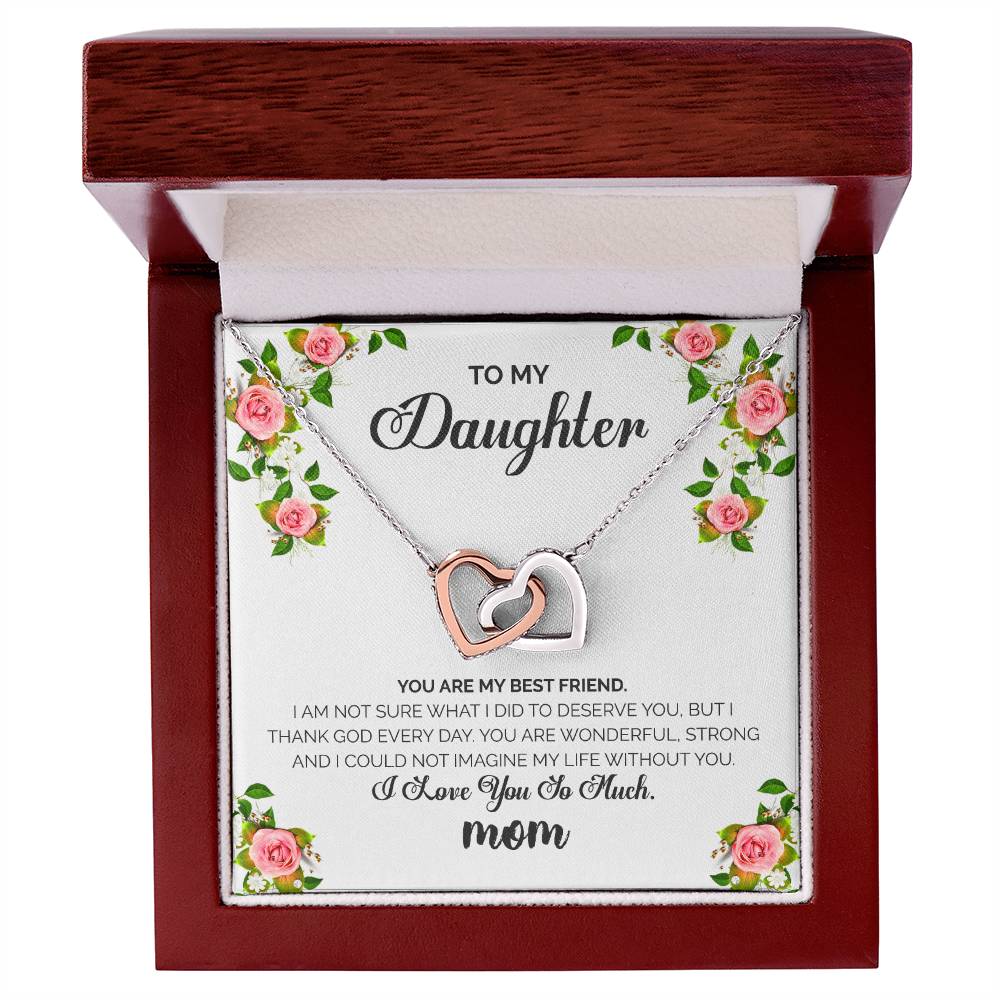 To My Daughter - I Love You So Much Necklace Interlocking Hearts Necklace