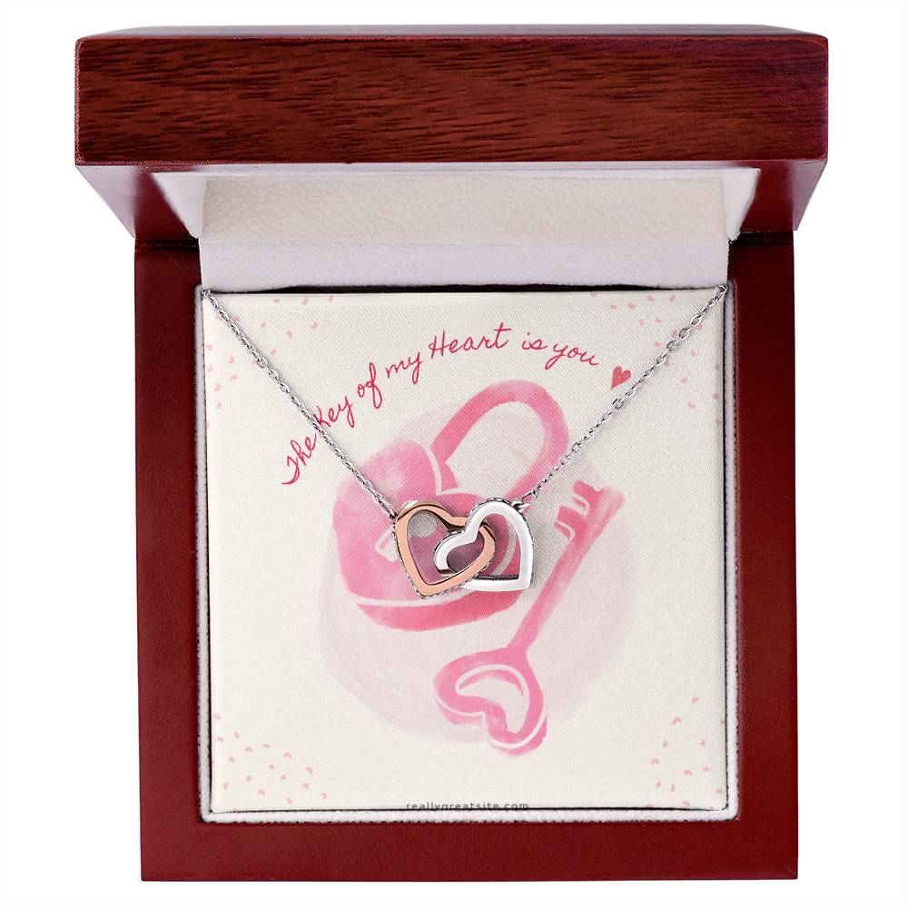 The Key Of My Heart Is Yours Interlocking Hearts Necklace