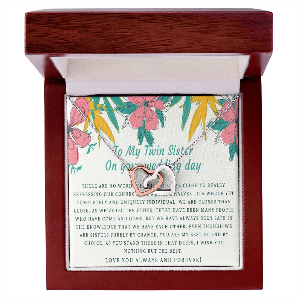 Bride Gift From Sister Sister Wedding Gift From Twin Sister Sister Wedding Necklace Wedding Day Gift For Bride From Sister Interlocking Hearts Necklace