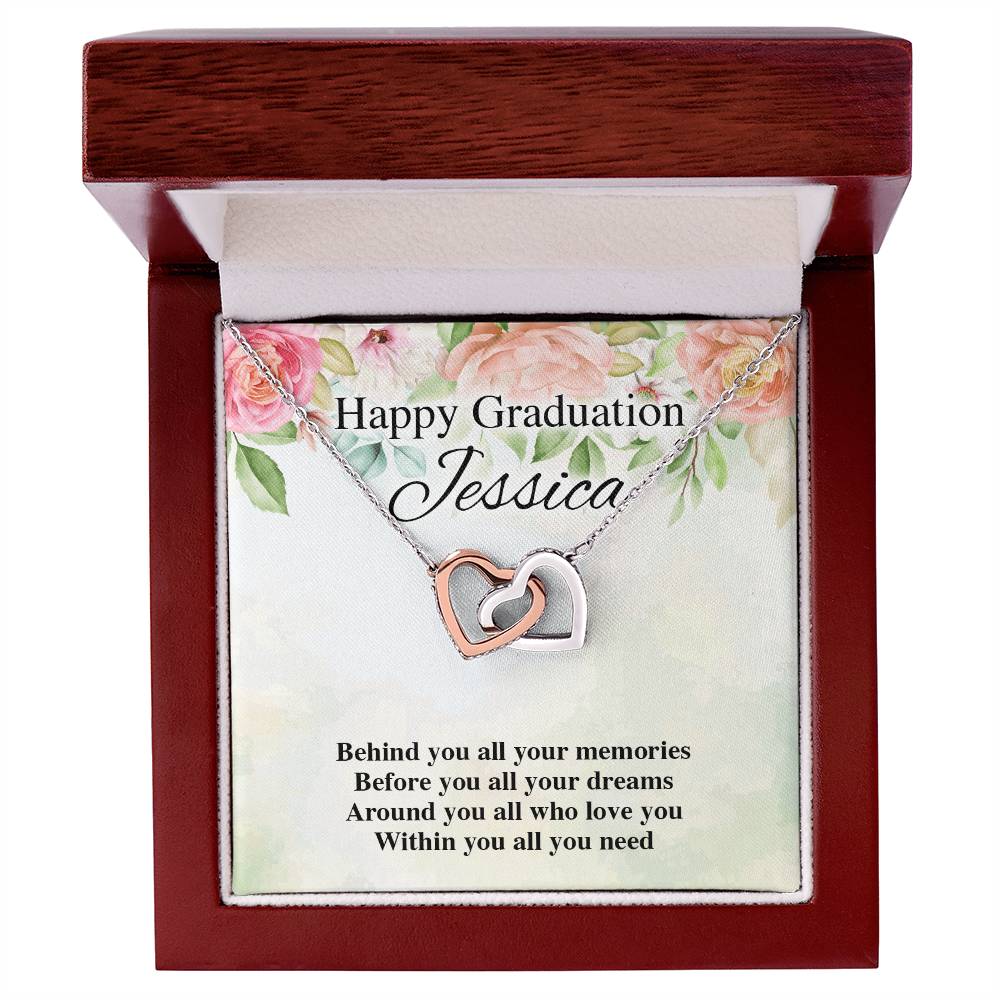 Happy Graduation Personalized Interlocking Hearts Interlocking Hearts Necklace